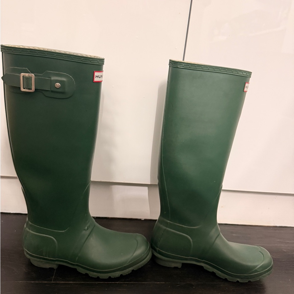 Hunter Dark Green Women's Rain Boots - Picture 2 of 5